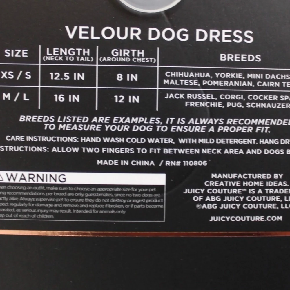 Juicy Couture Red Terry Velour Bling Dress Pet Dog Apparel Size M/L NEW